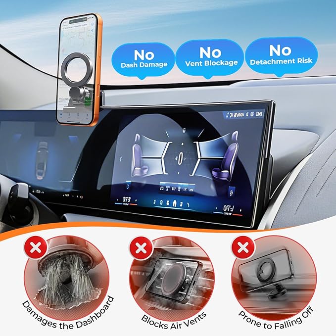 Car Phone Holder for BMW X3 2026 2025 (Only for 14.9-Inch Screen) 360° Rotation Magnetic Cell Phone Mount, Compatible with Magsafe, Does Not Affect Air Vent