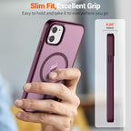 SUPFINE Magnetic for iPhone 12 Case/iPhone 12 Pro Case (Compatible with MagSafe)(Military Grade Drop Protection) Slim Translucent Matte Shockproof with Anti-Fingerprint Phone Case,Wine Red