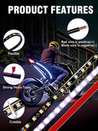 8 Pcs Car Led Light Strip IP67 Waterproof 11" Flexible Led Lights Underglow 12V for Car Motorcycle Boat Golf Cart Interior Exterior Decoration - White