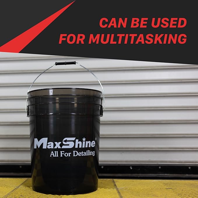 Maxshine 5 Gallon Universal Detailing Bucket (Red) – Car Wash Bucket for Scratch-Free Washing, Garage Storage & Detailing Tools – Holds Soap, Foam Cannon, Microfiber Towels & More