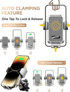 JOYMASS Wireless Car Charger, Phone Holders for Your Car, 15W Auto Clamping Phone Mount Car Accessories for iPhone 16 15 14 13 12 Mini Pro Max, Samsung Galaxy S24 Ultra S23 S22+ Note 20, etc - Silver