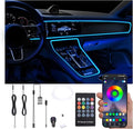 USB Car Ambient Lighting Optic Fiber 64 Colors Music Sound Active with APP Control Car Decorative Atmosphere Lighting Kit DC 12V 1W 3m with QC 3.0 car Charger