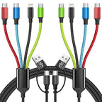 Travel Essentials 4 in 2 Multi Charging Cable, USB A/C Charging Cords with Dual Type-C, USB Cable Phone Charger Compatible with Most Cell Phones/Tablets and More (2Pack, 5FT)