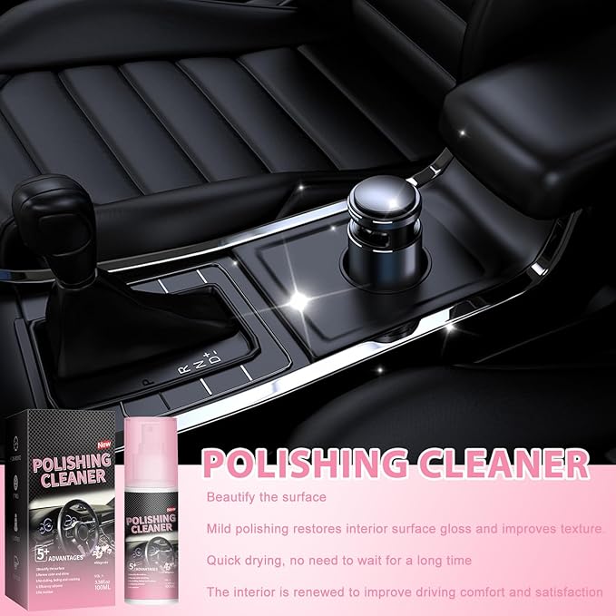Polishing Cleaner for Car Interior Detailing,Car Interior Cleaner,Vehicle Interior Polish for Rubber, Leather