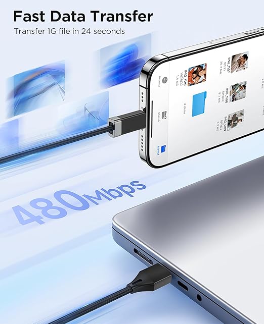 Magtame USB A to USB C Cable 5FT, StayCable with Built-in Magnetic Holder for Nightstand/Desk/Car, Type C Fast Charging Anti-Fall Cord with 2 Adhesive Metal Plates, Braid USB Data Cable for iPhone 17