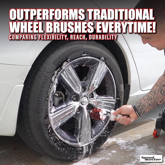 Speed Master Wheel Brush | Memory Foam Bristles | Safe on All Wheel Types | Clean Your Wheels with Ease!