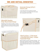 Pritent Car Trash Can with Lid, Cute Leakproof Car Trash Garbage Bag Hanging Vehicle Trash Bin Small Portable Automotive Garbage Cans Organizer for Back/Front Seat(4 Gallons,Beige)