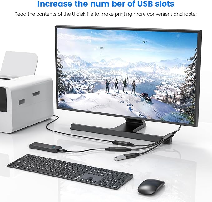 MOGOOD USB 3 Port Splitter Cable, USB Type B Splitter 1 Male to 3 Female USB 2.0 Adapter Power Cord Extension Hub for Charging/Data Transfer/Laptop/Mac