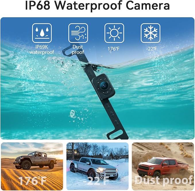 Backup Camera with IR Night Vision, 7 Inch 1080P HD Rear View Camera, Plug-Play, DIY Guide Lines, 150° Wide Angle, Back up Camera Systems for Truck Cars Pickups SUV Van
