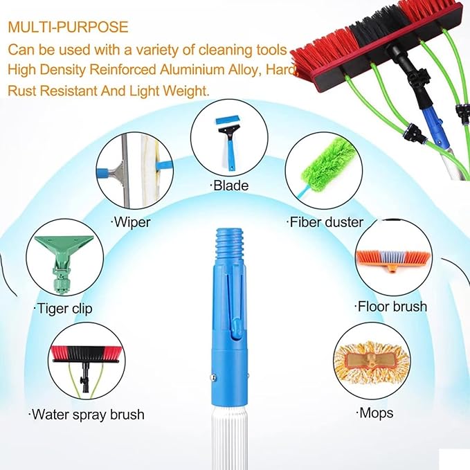 20ft Water Fed Teles Brush for Window & Solar Panel Cleaning Extendable Cleaning Pole with 50cm Brush Head for Conserva Roof & Hard to Reach Areas