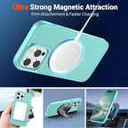 SUPFINE Magnetic for iPhone 14 Pro Max Case (Compatible with MagSafe) (Military Grade Drop Protection) Translucent Matte Shockproof Phone Cover,Blue Green