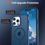 SUPFINE Magnetic for iPhone 13 Pro Case with Screen Protector (Compatible with MagSafe) (Military Grade Drop Protection) Translucent Matte Shockproof with Anti-Fingerprint Phone Case,Deep Blue