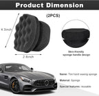 Wevdn 2PCS Tire Shine Applicator, Durable & Reusable Hex Grip Tire Dressing Sponge Foam Detailing Pad, Washable Round Shape Wheel Tire Shine Car Cleaning Sponge, Car Accessories (Black-Large)