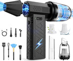 Compressed Air Duster and Vacuum 2 in 1, 180000RPM Powerful Electric Air Duster, 100-Gear Adjustable Ultra Brushless Motor, 8000mAh Rechargeable Air Blower for Computer, Electronics, Car, Home