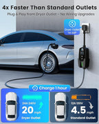EVDANCE Level 2 EV Charger 24Amp 240V - NEMA 14-30P Charging Station, 25FT Cable for Home/Garage, J1772 Electric Vehicles & Adjustable Current (10-24A) (for J1772(Non-Tesla Evs), NEMA 14-30 Plug)