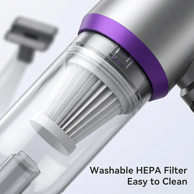 NWDEY Car Vacuum Cleaner High Power 20000Pa – Cordless Handheld Mini Vacuum & Air Duster for Car Detailing, 3-Speed Brushless Motor, 6000mAh Battery (Upgraded Purple)
