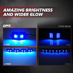 OPT7 Photon RGB LED Magnetic Rock Lights w/Bluetooth APP & Remote - 4 Pods Aluminum Frame Wide Angle Underglow Kit, IP68 Waterproof for Offroad Jeep SUV ATV UTV - Truck Decorations