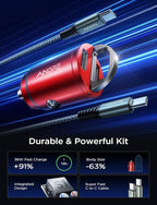 AINOPE 90W Super Fast Car Charger, Invisible USB C 45W Car Charger Fast Charging Type C, [Mini&Metal] Cigarette Lighter USB Adapter Fits Samsung Galaxy S25 Ultra S24 iPhone 16 15 Pro Max Piexl, Red