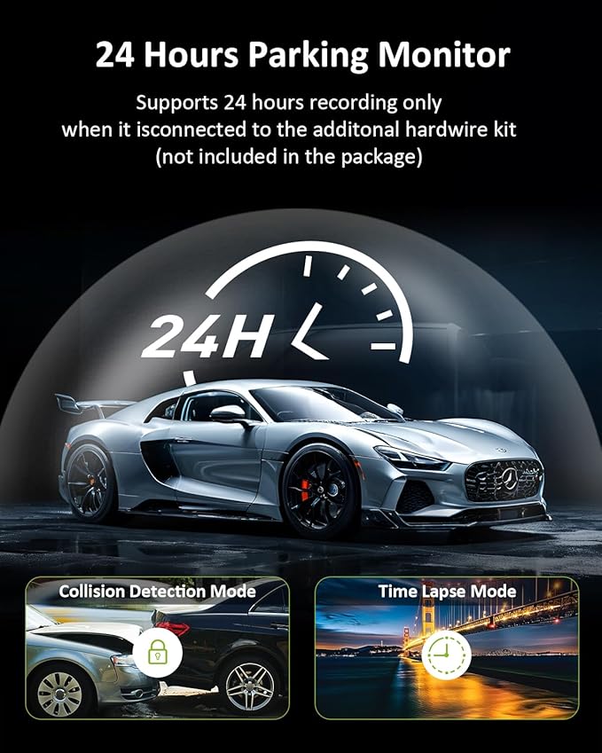 3 Channel 1080P WiFi Dash Cam,Car Recorder Front and Inside Left/Right, Free 32G Card, Dash Camera Loop Recording, Triple Camera for Cars 24 Hours/7 Parking Monitor, Wide Angle, IR Night Vision