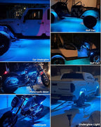Keiurot Car Led Strip Lights 12" Connectable Ice Blue LEDs Light Strips for Cars Motorcycle Golf Cart Boat Marine Waterproof 12V Led Light Strip, 4Pack