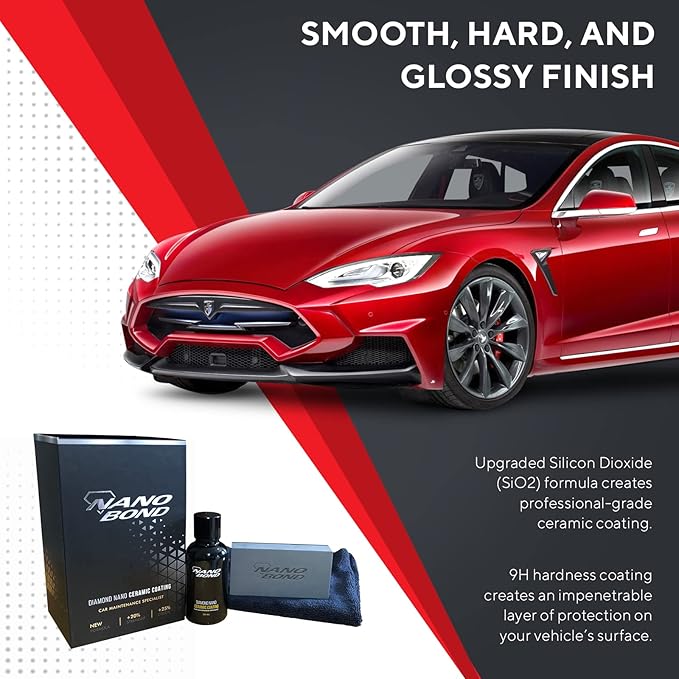 Nano Bond Ceramic Coating, PRO car Care kit with 2 Pack 100g Clay Bar kit for Paint Correction, Glass, and Wheel Exterior Care Product kit, Hydrophobic
