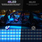 Car Interior Lights, 12V LED Strip Lights with Charger Adapter, Ambient Car Lighting Kit, App & Remote Control Music Sync Color Change Strip Lights for SUVs & Trucks, Car Accessories for Women Men