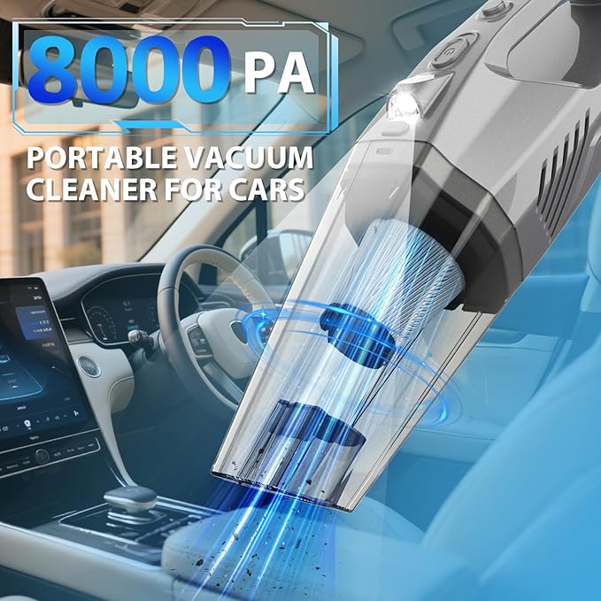 THINKWORK Microfiber Feather Duster for Car Cleaning, Car Interior Detailing Kit with High Handheld Power Vacuum Cordless, Ceiling & Fan Duster for Home Cleaning
