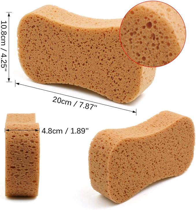 uxcell Car Wash Sponge Auto Windshield Soft Perforated Yellow Washing Sponge Pad