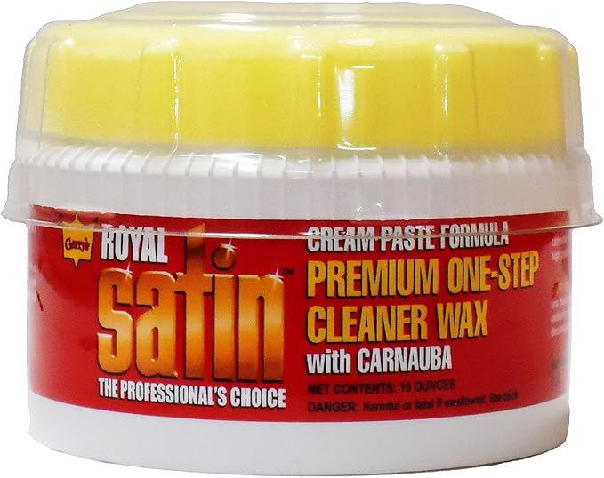 Garry's Royal Satin One Step Cleaner Wax - Deep Clean, Shine, and Protect Your Vehicle's Finish - Car, Truck, Bus - Carnauba/Hydro-Polymers - Original Cream Paste, 10 Oz