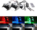 iJDMTOY Mini 2.5-Inch H1 Bi-Xenon Front Lighting Retrofit Projector Lens w/RGB Color-Changing LED Demon Eye Lighting Kit Compatible with Custom Lighting DIY For Off-Road Use Or Show Purpose
