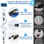 XCBYT Upgraded Car Wash Brush with Long Handle, 69'' Flow-Through RV Wash Brush Kit with Soft Bristle Brush, Chenille Mop, Squeegee & Duster, Adjustable Aluminum Pole Car Cleaning Kit for SUV RV Truck