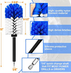 Car Wheel Brush Kit, Soft Drill Wheel Cleaner Brush, Tire Brush, Detailing Brush, and Detailing Pads, No Scratches Car Wheel Cleaning Kit for Wheels, Tires, Rims, Engines, Exhaust(Blue+White, 6 Pack)