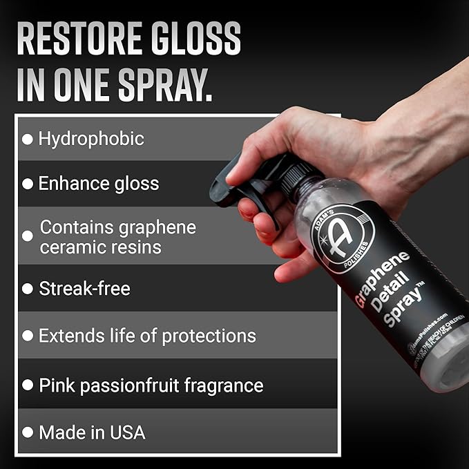Adam's Polishes Graphene Detail Spray (Gallon) - Extend Protection of Waxes, Sealants, & Coatings | Waterless Detailer Spray For Car Detailing | Clay Bar, Drying Aid, Add Ceramic Graphene Protection