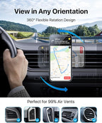 andobil for MagSafe Car Mount, Mangnetic Phone Holder for Car Vent, 360° Adjustable Car Phone Holder Mount Fit for iPhone 16/15/14/13/12 Pro Max