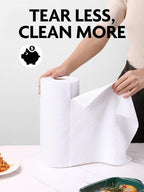 Fantasticlean Microfiber Cleaning Cloth Roll -75 Pack, Tear Away Microfiber Towels, 12" x 12", Reusable, Washable, Scratch Free, Ultra Absorbent Dishcloth for All-Around Cleaning Supplies (White)