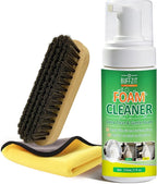Car Interior Foam Cleaner, All-in-One Kit with Soft Brush & Microfiber Towel, Deep Clean Seats, Carpet & Upholstery, No-Rinse, Safe on Leather, Fabric, Vinyl & Plastic, 150ml (5oz)