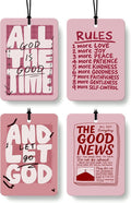 Retro Pink Christian Car Air Freshener 4 Pcs, Neutral Bible Verses Hanging Air Freshener for Cars Bathroom Dorm Books Decor, Vintage Religious Accessories Gifts for Women Men