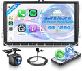 8 Core 6G+128G Android Car Stereo for VW Golf MK5 MK6 Passat Jetta Tiguan T5 EOS Polo with Wireless CarPlay Android Auto, 9” Touchscreen Car Radio GPS WiFi SWC Bluetooth 32EQ Backup Camera