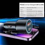 MAGJIEYX Multi Retractable Car Charger Station, Headrest 3 in 1 Charging Box Share Ride Dock for Backseat with Fast 38W Charger Adapter for All Phones|iPhone17/16/15/14|Samsung|iPad|Android