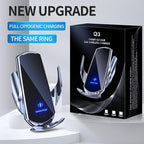 Wireless Car Charger Mount Automotive Electric Induction 15W Wireless Charger Car Auto Clamping Car Phone Holder Mount Wireless Charging Mount Vent Phone Holde Compatible with Android (Blue)