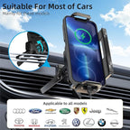 Car Phone Holder, Ultra Stable Dashboard Air Vent Cell Phone Car Mount, 15 Watt Dual Coil Fast Charger, Rotating Charger Car Phone Mount, for Smartphones