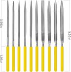 Needle File Set, 10 Pieces Hand Metal Files, Hardened Alloy Strength Steel Set Includes Flat, Round, Half-Round, Triangular, Square, Oval, Crossing, and Barrette File
