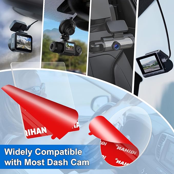Sticky Adhesive Pads for Dash Cam Mount, 4PCS Double-Sided Heavy Duty Mounting Tape Kit Replacement for Dashcam Car Camera GPS Holder, Universal Clear Sticker for Car Windshield Windscreen Glass