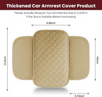 Upgraded Car Middle Center Console Cover,Microfiber Leather Car Armrest Cover Cushion with 2 Storage Bags,Universal Car Armrest Storage Box Car Interior Accessories for Most Vehicles (Beige)