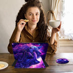 Case for 7" Kindle Paperwhite 12th Generation 2024 & Kindle Colorsoft Signature Edition 2024,360 Degree Rotating Swivel Leather Stand Folio Cover with Auto Wake/Sleep,Purple Glitter Wolf