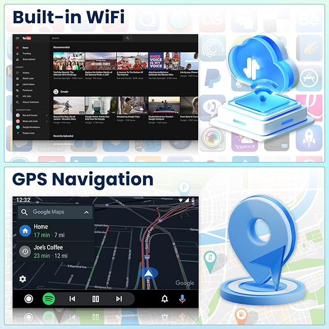 [6G+128G 8-Core] 10.1 Inch Double DIN Android 15 Car Stereo with Wireless CarPlay & Android Auto, HD Touchscreen Dash Kit with GPS WiFi FM/RDS BT5.0 32EQ DSP 59UI SWC Free Backup Camera