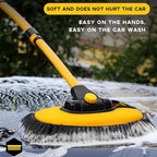 Car Wash Brush Kit, 40" Auto Wash Mop with 15° Curved Extendable Long Handle, Soft Scratch-Free Car Cleaning Mop Mitt to Clean Your Car Shine Like New, Car Accessories (Black+Yellow)