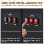 Facon 12Volts Switch Box Panel, 30Amps Rocket On&Off Switch with Red Indicator Light for RV Tank System, IP66 Waterproof Control Gang Kit System for RV Tank Heating Pad