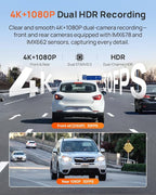 70mai 4K Dash Cam Front and Rear, 4K+1080P Dual STARVIS 2 Car Dash Camera for Cars, 4G LTE Remote Access, AI Motion Detection, WiFi 6, 5 GPS, 24H Parking Mode, HDR Night Vision, Voice Control, ADAS