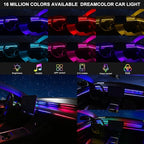 Dreamcolor Acrylic Interior Car LED Strip Light with USB/Type C, RGB 2 in 1 with 86.6 inches LED Strip, Dynamic Chasing Music Sync Neon Ambient Lighting Kits